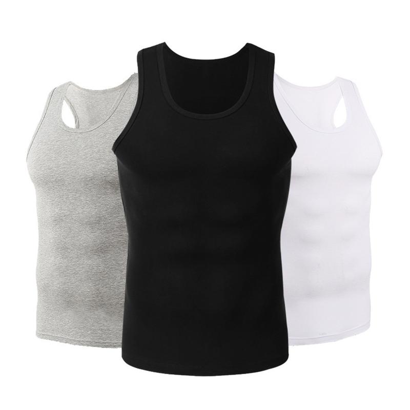 Áo Vest Thể Thao Mùa Hè, Dành Cho Nam Giới, Cổ Tròn, Không Tay, Dáng Ôm, Màu Trơn, Áo Ba Lỗ, Co Giãn, Áo Áo Chui Đầu, Thời Trang Đường Phố Gehirux Menswear Màu Đen 3