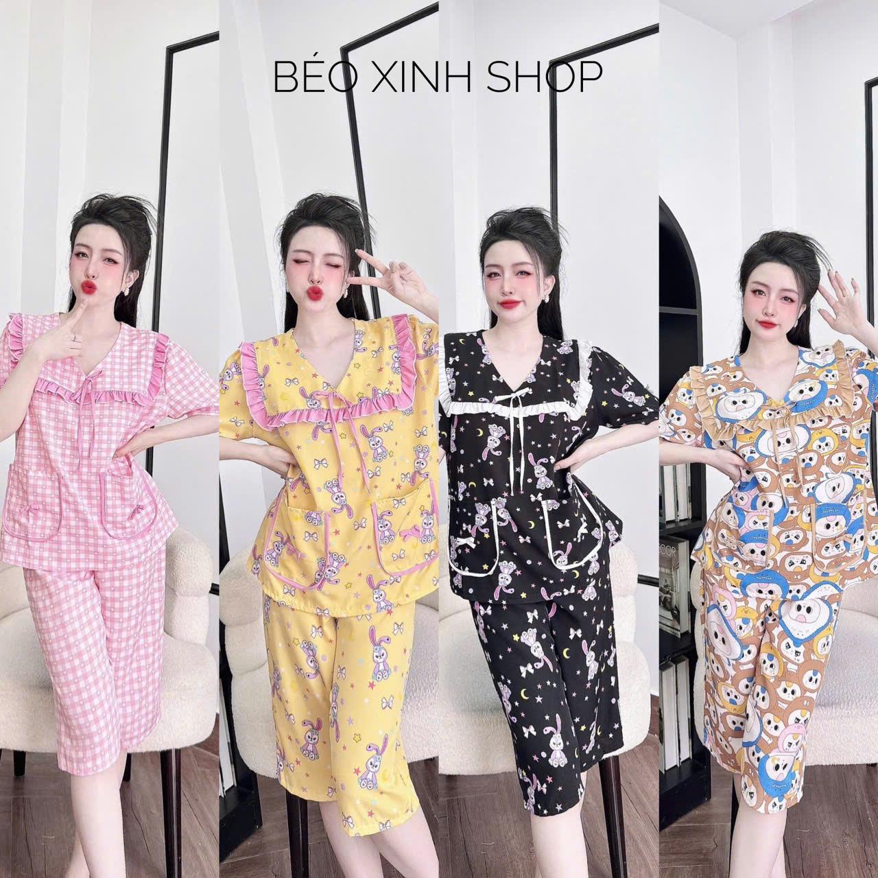 Đồ Bộ - Đồ Ngủ Lửng Pijama Bigsize 50-100kg Vải Lụa Nhật Mềm Mịn Mát Nữ Women Quần Ngủ Áo Ngủ - A.5208
