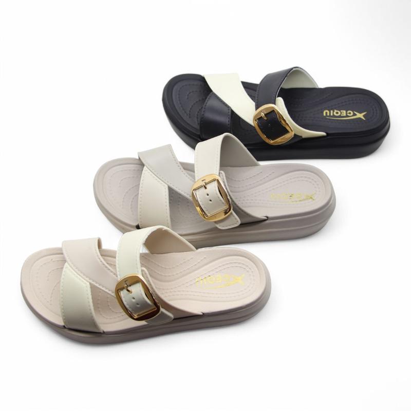 EH59 | Sandal Selop Wanita Motif Baru | Sendal Wanita Modis Elegan | Sandal Silang Selop Wanita Tinggi 4,5 CM 1