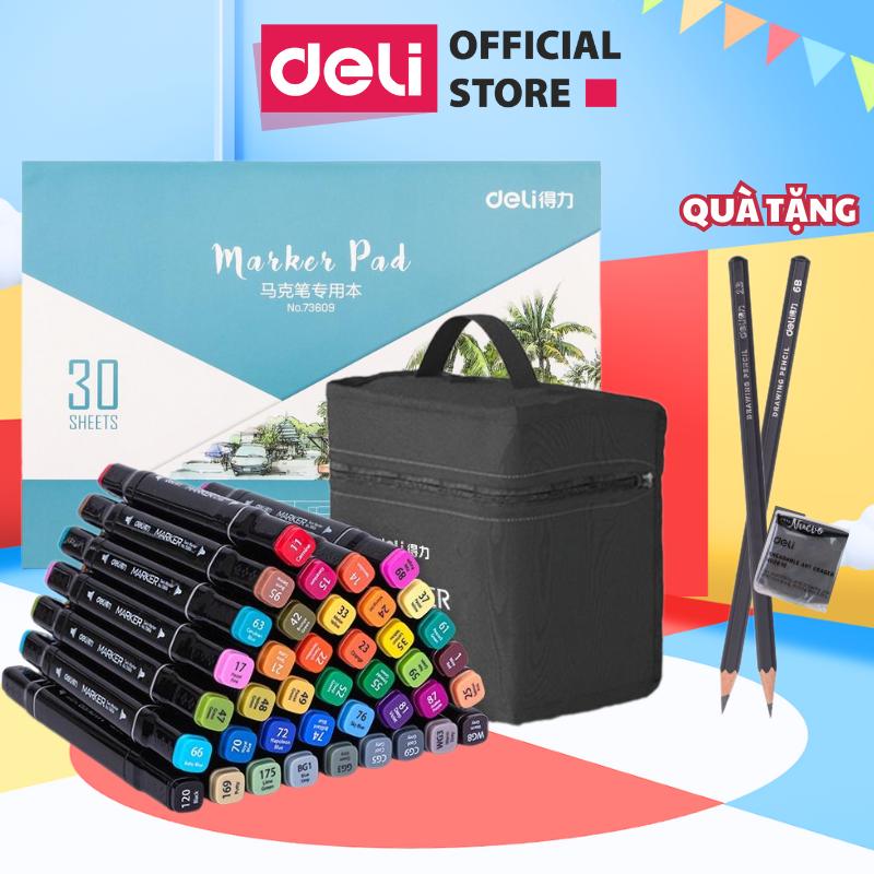 Combo Marker trọn bộ độc quyền - Combo bao gồm: 1 hộp màu marker cồn 1 vở vẽ marker chuyên dụng TẶNG 2 bút chì phác thảo 1 tấy đất sét
