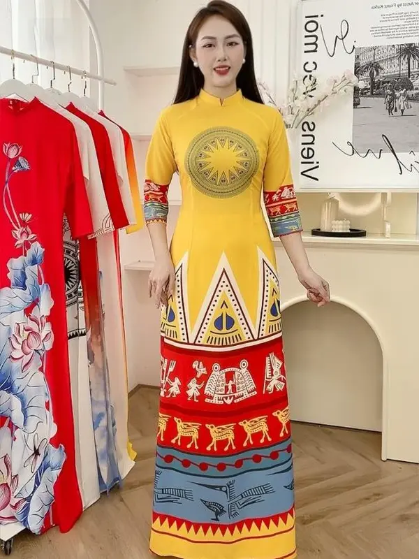 Áo dài bộ chất lụa nhật cao cấp co giãn không bai xù 2