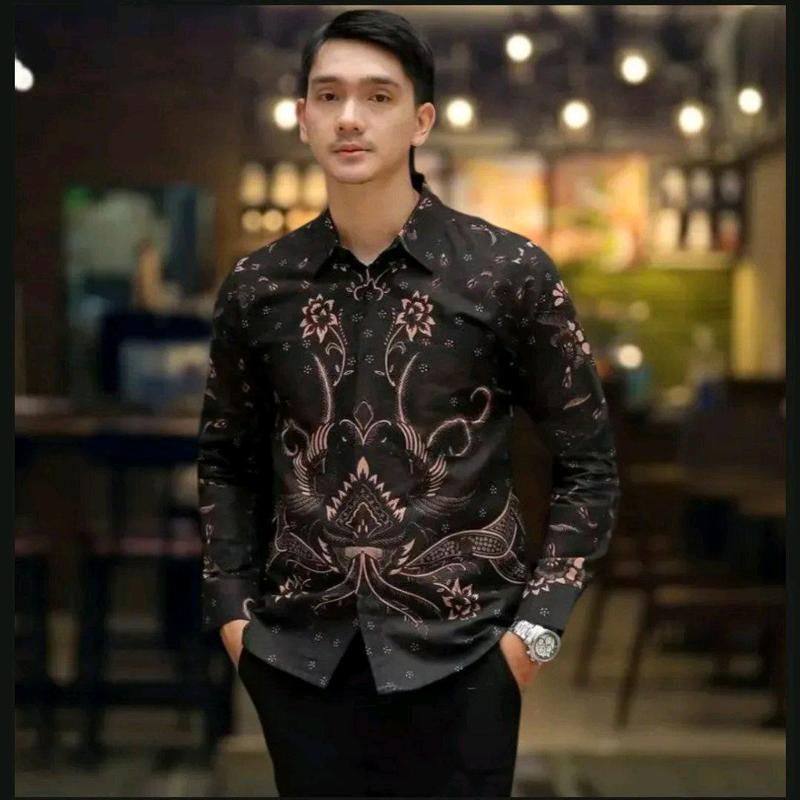 KEMEJA BATIK PRIA LENGAN PANJANG EXCLUSIVE,ATASAN BATIK COWOK TERBARU, KEMEJA Katun PRIA Motif Baju Batik Mewah 3