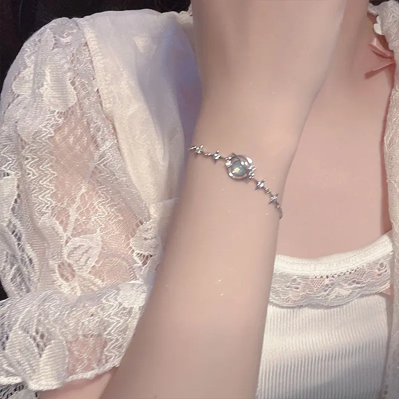 Vòng Tay Ngôi Sao Màu Xanh, Đá Quý, Dây Chuyền Đeo Tay, Sáng Tạo, Thích Hợp Làm Quà Tặng Ngày Lễ Tình Nhân, Phong Cách Instagram 1