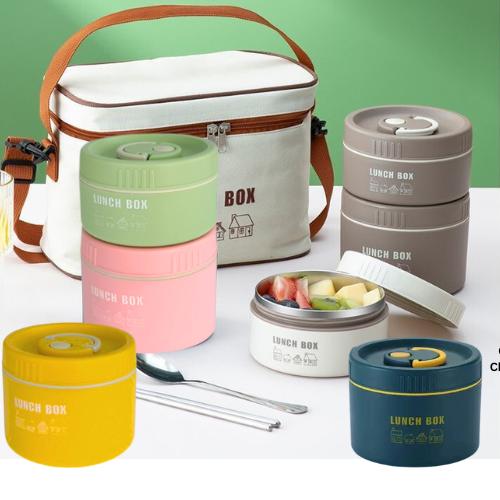 Hộp cơm giữ nhiệt Lunch Box, giữ nhiệt đến 4h, Inox 304 nhựa PP cao cấp an toàn, có thể quay lò vi sóng, chống tràn canh hiệu quả