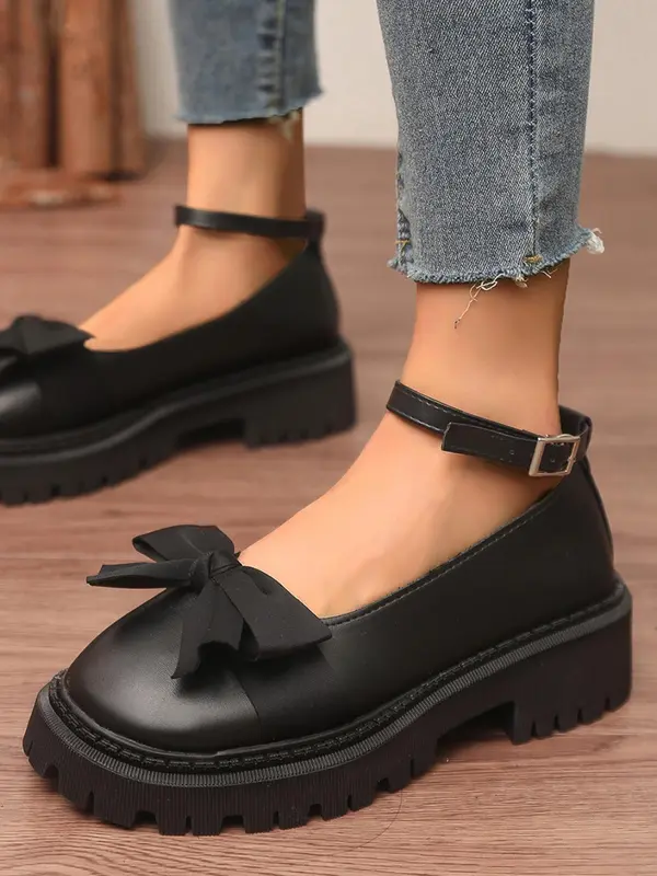 Women's Fashionable Bowknot Design Mary Jane Shoes, Casual Comfortable Round Toe Flat Shoes for Daily Wear, Lightweight Breathable Shoes for Women & Girls 3