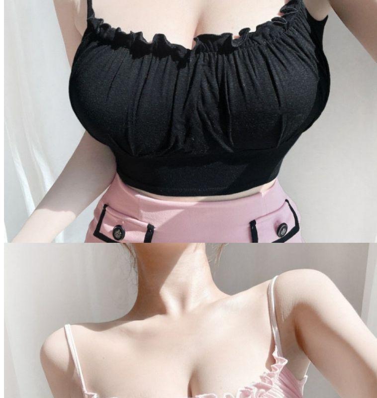 Product Introduction of Pure Hot Girl's Large Camisole with Chest Pad, Short Slim Fit Inner Bottoming Top 5