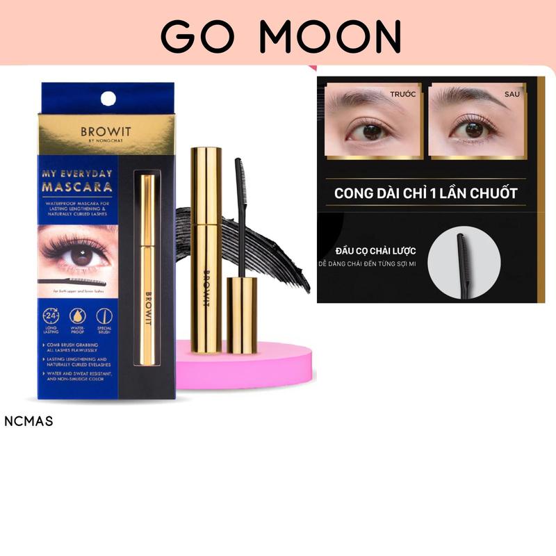 Mascara Browit Nongchat Thái Đầu Chải Lược Làm Dày Dài mi cong tự nhiên không lem trôi vón cục 5.5g Cosmetic Mỹ Phẩm Nữ Trang Điểm Women