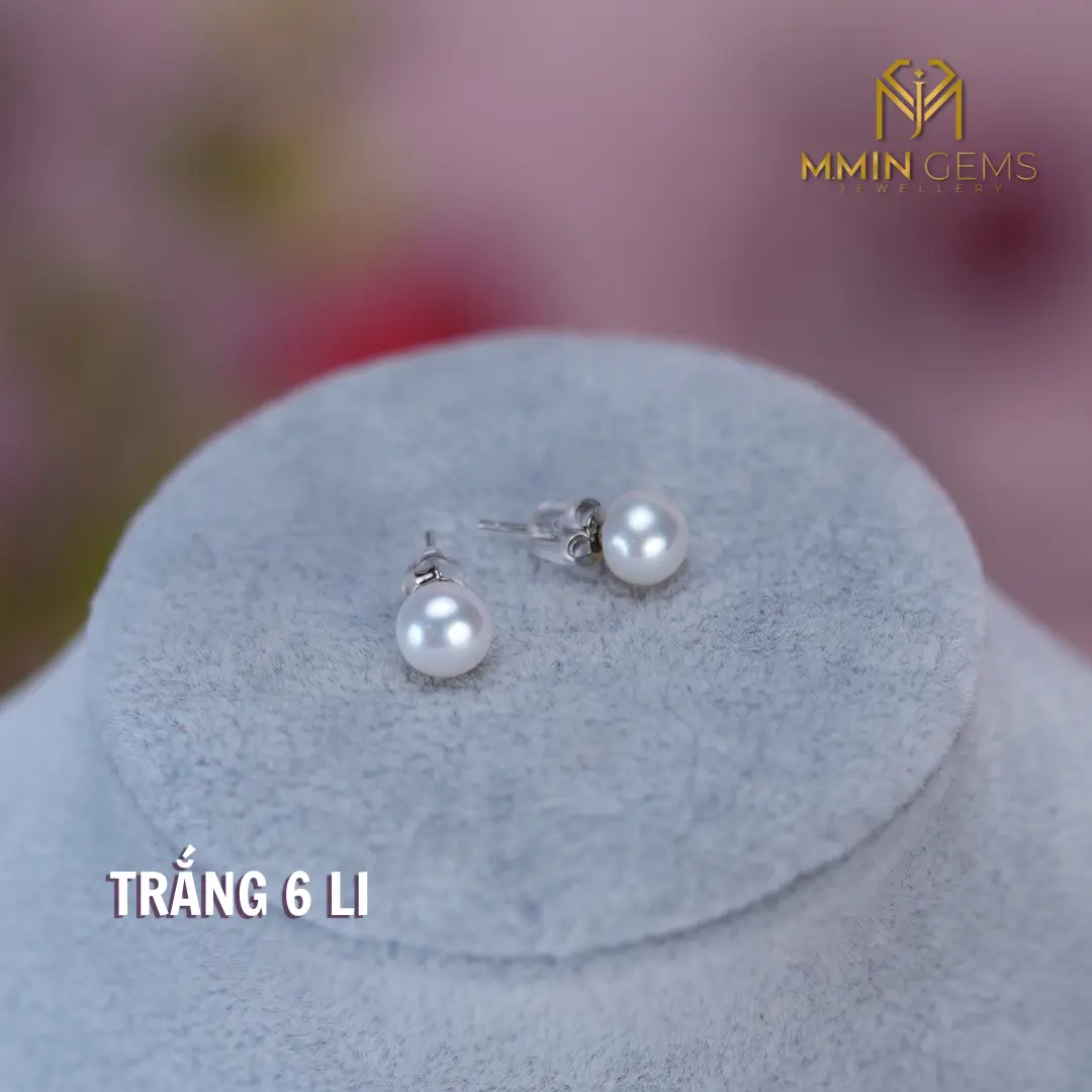 MMIN GEMS 1 ĐÔI HOA TAI NỤ - 7 MÀU TRẮNG-HỒNG-TÍM-CAM-VÀNG-MÀU TAHITI-XÁM XANH white pearl earrings