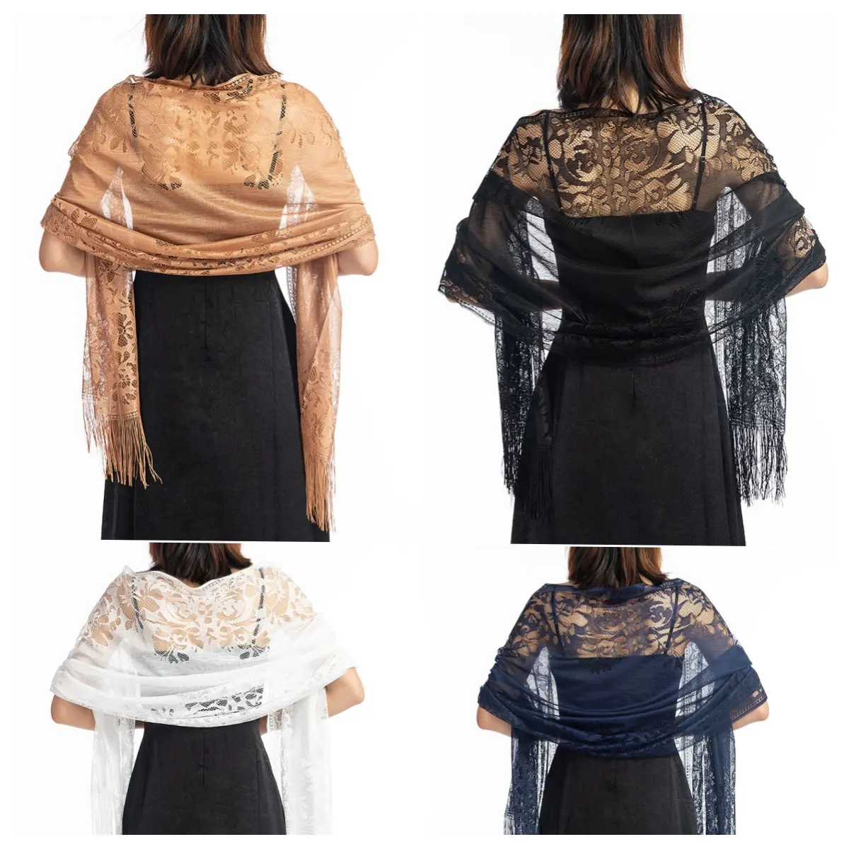 Summer Evening Party Lace Scarves ,Women's Convertible Shawls for Weddings /Bridesmaids,Lightweight Breathable Elegant Cover-Up tudung  selendang  letak  atas  bahu selendang  di  bahu ikat  belakang  shawl