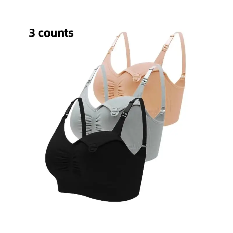 Solid Ruched Nursing Bra, Adjustable Straps Removable Bralette for Daily Wear, Maternity Clothing, Lingerie for Maternity, Summer Outfits 2024, Maternity Bras for Women, Valentine's Day Gift
