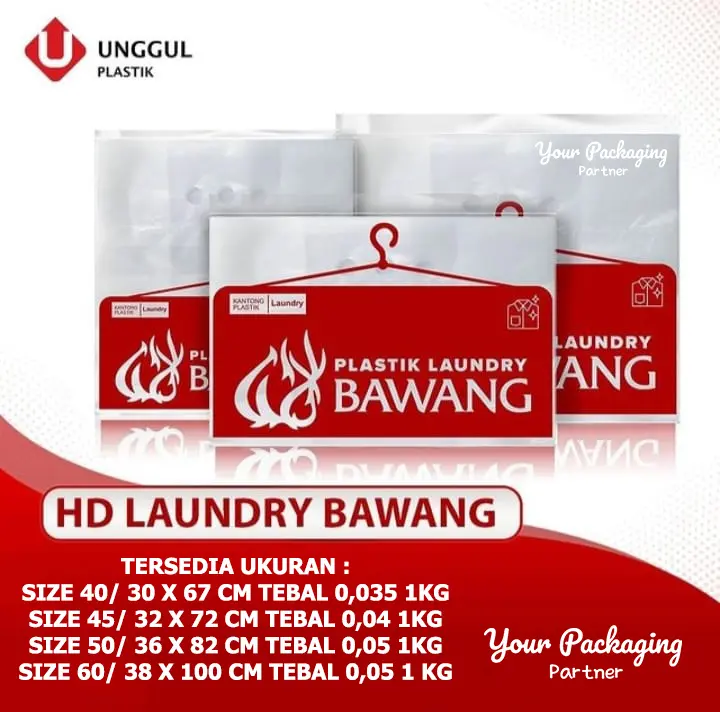 Plastik Laundry Jinjing Besar SIZE 40 45 50 60 1KG Plong 3 Jari | Kantong Plastik Kantong Jinjing Laundry Binatu Bag