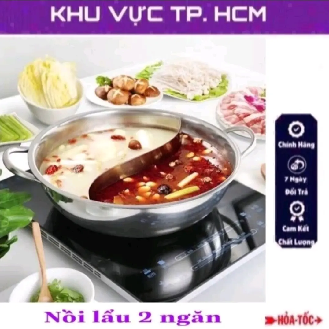 Nồi lẩu 2 ngăn dùng cho mọi loại bếp, chất liệu inox siêusiêu bền - tiện dụng, đa năng
