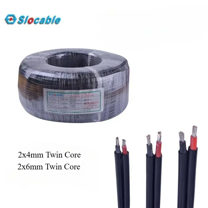 Slocable EN50618 H1Z2Z2-K Double Core Solar Cable Kabel PV Solar Panel Surya Twin Core 2x4mm 2x6mm
