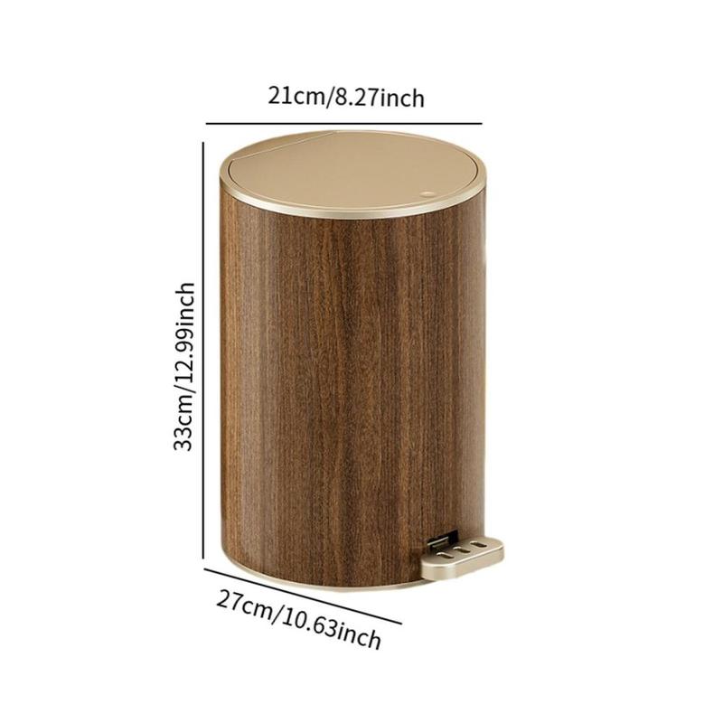 Product Introduction of Wood Grain Trash Can Rubbish Bin Large Capacity Stylish Home Toilet Paper Basket Waste Basket for Hotel Bedroom Bathroom Dorm 0