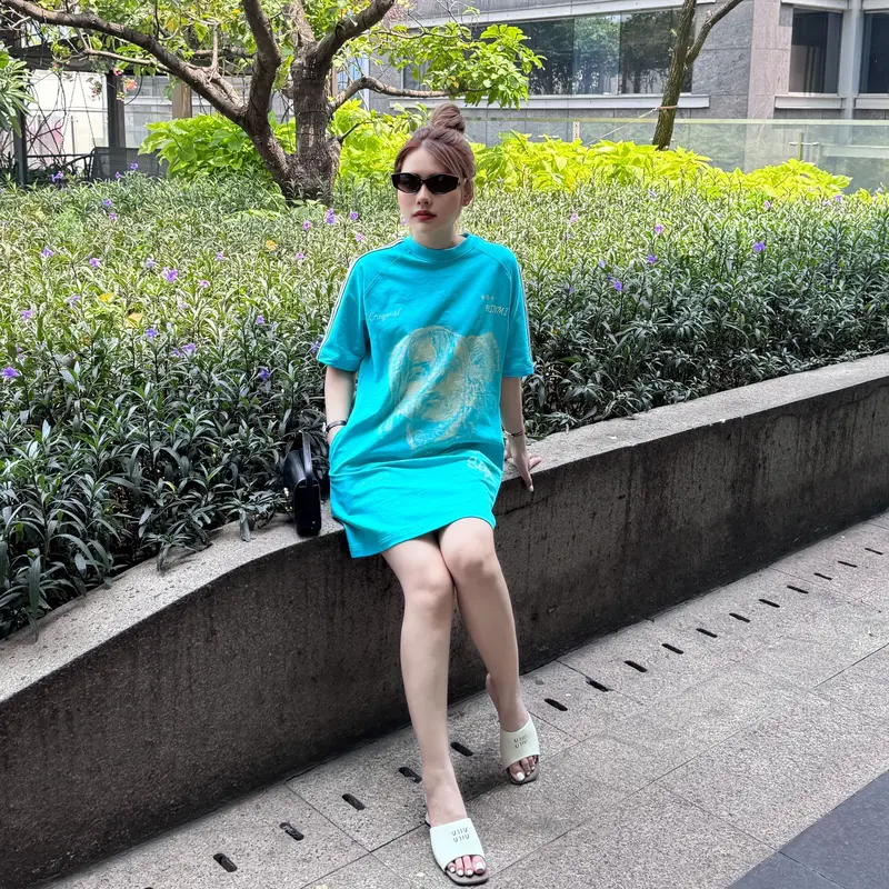Váy Chữ A - In Hình Cô Gái HINMI, Chất Cotton Xược Xịn Co Giãn 4 Chiều Dress Đầm Women Màu Đen Màu Đen 6
