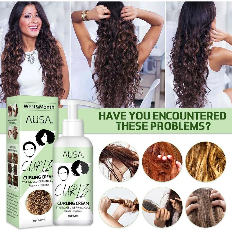 50ml Hair Curling Cream Anti-Frizz Bouncy Resilient Enhancer Styling Lotion Prevent Hair Breakage Smooth Moisturizing Hair Care Gel Haircare Moisturizer Moisturize Moisture 2