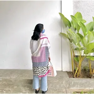 Outer scarf premium motif Ana Bunga Cantik Muslim Cardigan Voal Casual Katun Atasan