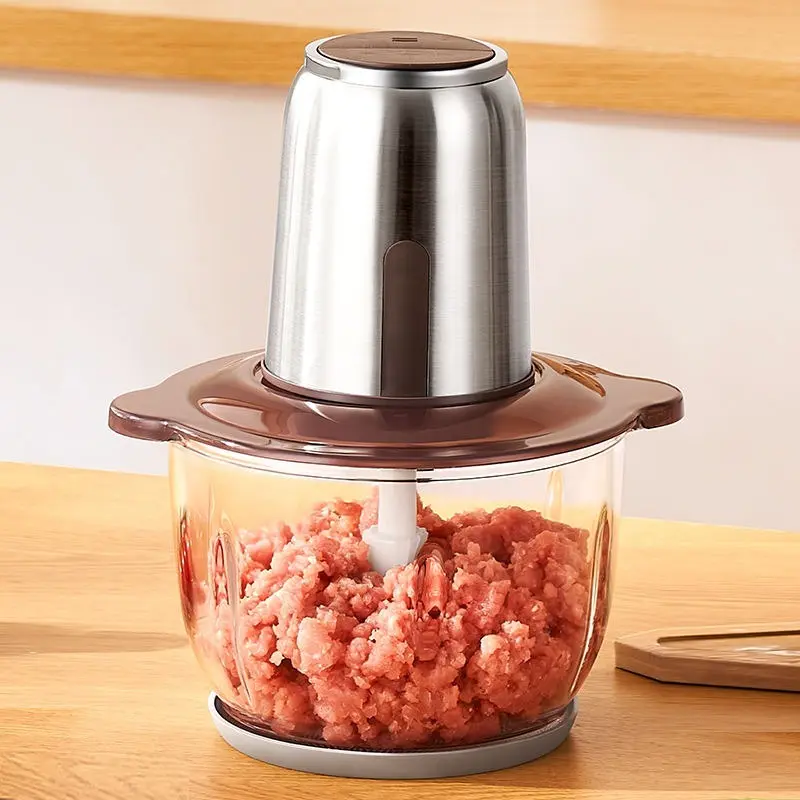 Máy Xay Thịt Chigo, Máy Xay thực phẩm đa năng, 4 Lưỡi dao Công Suất Lớn 300W Dung Tích 1,8 Lít máy  xay 2