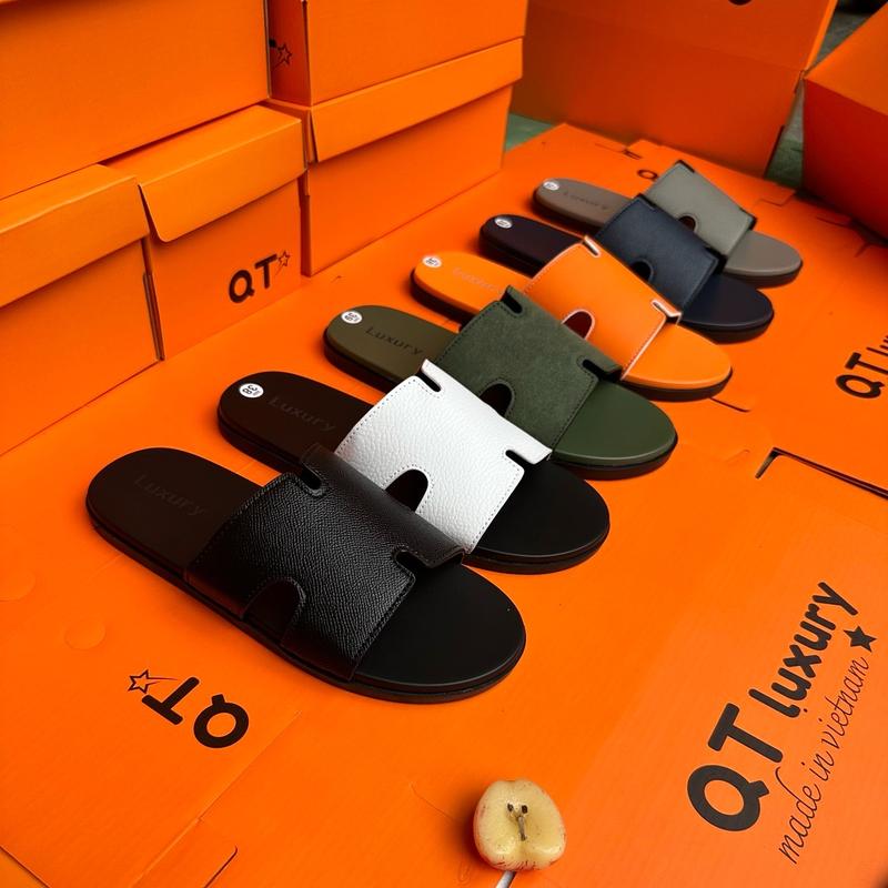 [Mã D2] Dép da nam chữ Ha’t 6 Màu,dép Nam,dép Hđế cao su êm chân,có khâu quai vào đế. Slipper Đế Bằng DéP Dép Lê