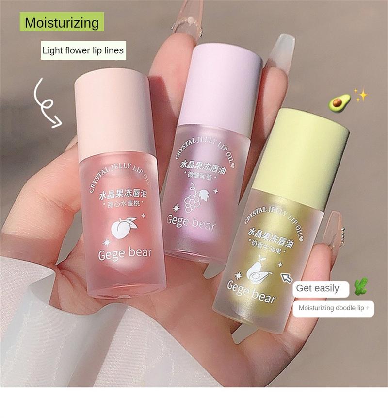 Product Introduction of Gege Bear Crystal Jelly Lip Oil Lip Care Lipstick And Lip Gloss Before Makeup Moisturizing And Nourishing Fruit Lipstick 17