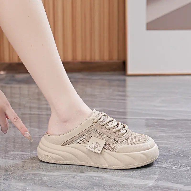 (Hànhqc fullbox)Giầy Sục Vải Lưới Thoáng Khi Êm Chân,Đế Cao Su Non 4Cm Mã Hót 2024 Nữ GiàY