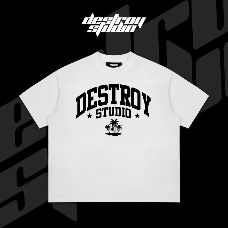 Áo thun BOXY DESTROY STUDIO TREE COCONUT RED T-SHIRT - BOXY Cotton - Destroy Studio Nam Unisex Menswear Cổ Tròn áo  thun 5