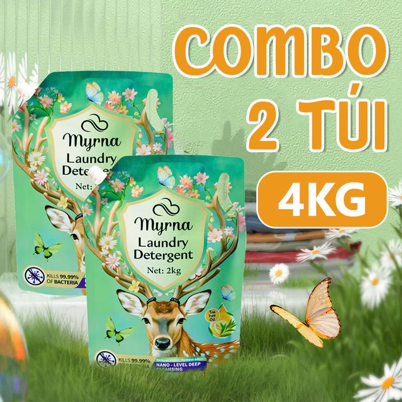 [MUA 1 TẶNG 1] Nước giặt xanh Myrna sinh học APG,khử mùi hôi hiệu quả,an toàn cho da hương thơm thanh khiết sang trọng-MUA 1 TẶNG 1 2kgx2 Túi