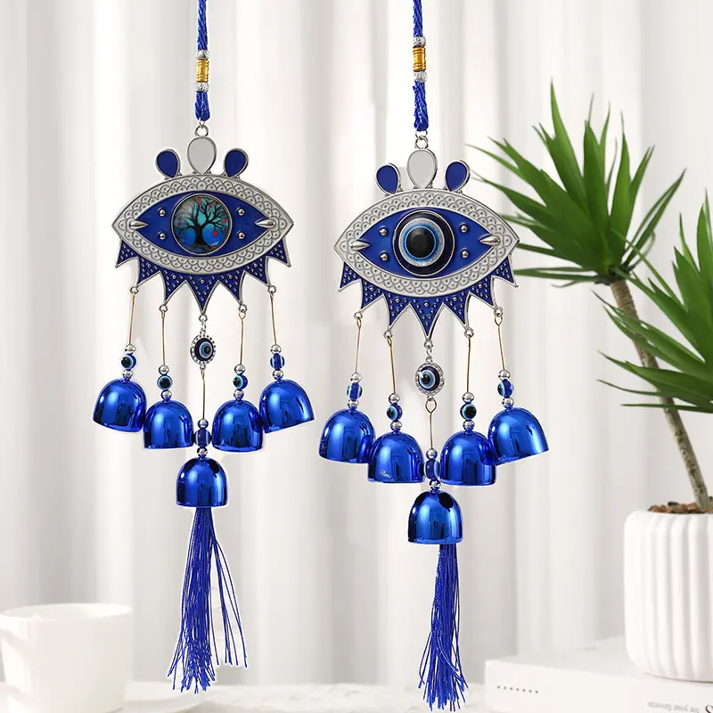 Hangable  Ornaments  Laura Lucky Evil Eye Wind Chime Fortune Hanging Accessories Lucky Charm Misfortune Protection Pendant for Door Wall Car Patio Home Room Decoration Gift for Good Fortune-LE9122