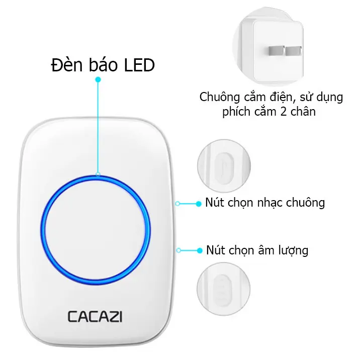 Chuông báo khách CACAZI M10, báo động hồng ngoại không dây hàng chính hãng, chuông không dây 4