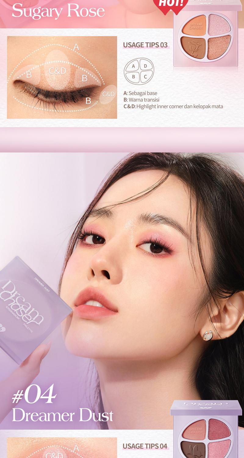 Product Introduction of [FLASH SALE] BNB barenbliss Dream Chaser Quad Eyeshadow Palette | Palet Eyeshadow Matte & Glitter, Tahan Air & Keringat, Tahan 8 Jam, Hasil Natural untuk Pemula 6