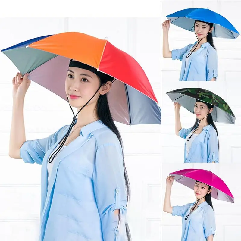 Topi pelindung matahari yang besar, payung yang dipasang di kepala, pelindung matahari atas kepala, R9F8