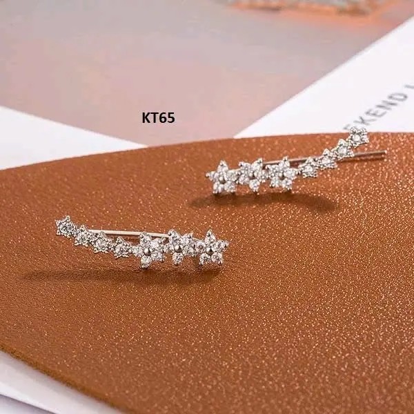 Bông tai kẹp hoa bạc ta cho nữ Hera Jewelry KT65