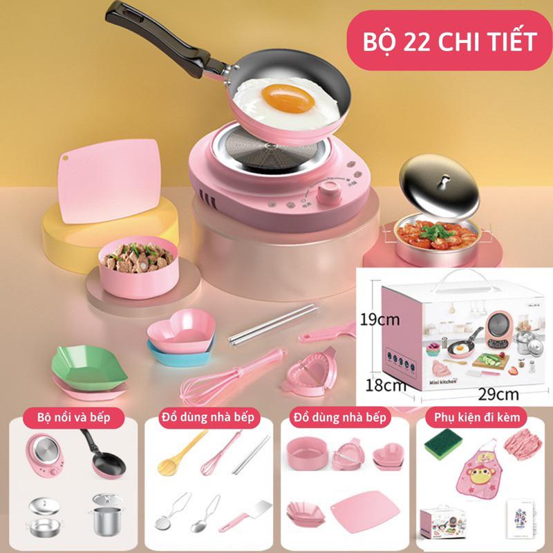Đồ chơi đồ dùng nhà bếp nấu ăn thật mini cho bé kèm nhiều phụ kiện giúp bé tự nấu được đồ ăn đồ chơi Toy