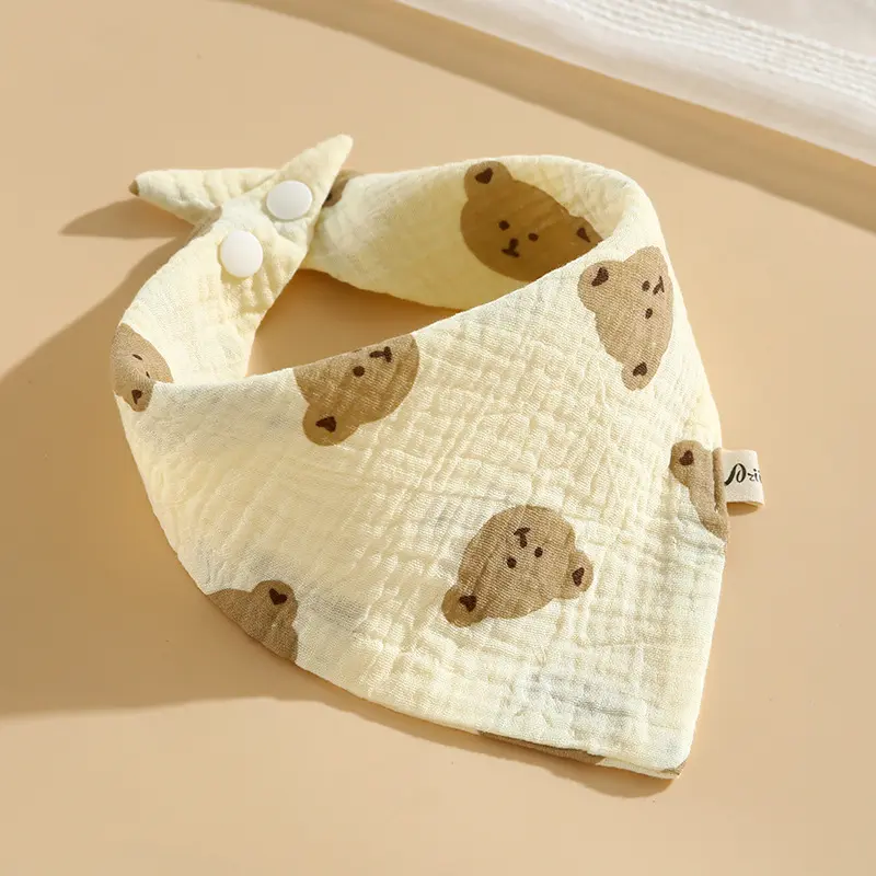 Yếm Trẻ Em Bé 1 Cái, Làm Bằng Bông Muslin, Thích Hợp Cho Trẻ Sơ Sinh, Nút Bấm, Mềm Mại, Thiết Kế Hình Tam Giác Hoạt Hình, Khăn Nước Bọt, Vải Ăn, Cho Bé Gái Và Bé Trai, Yếm Nước Bọt Cho Ăn 6