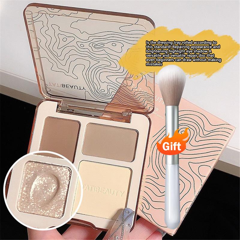 Bảng Màu Tạo Khối Bút Bắt Sáng, Bốn Màu, Trang Điểm Đèn Chiếu, Phấn Mũi 3D, Lớp Hoàn Thiện Lì Đồng, Để Tạo Đường Viền Khuôn Mặt Và Highlight, Lâu Trôi, Phát Sáng, Làm Sáng, Phấn Đánh Đường Viền, Bảng Phấn Mắt, Mỹ Phẩm, Đi Kèm Với Cọ Nữ