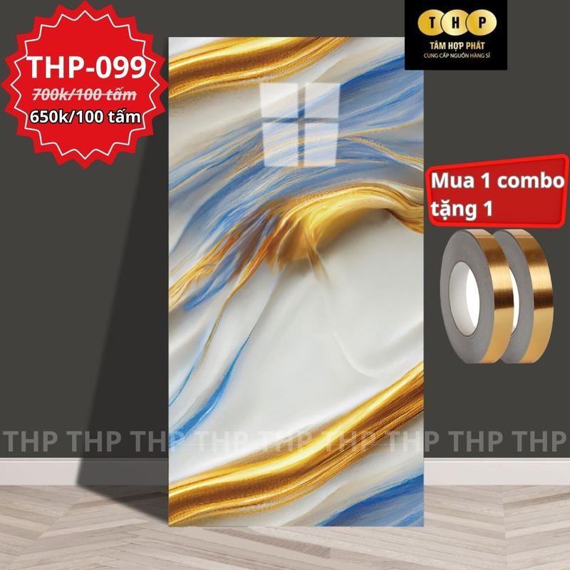 Combo 50 Tấm THP vân đá gỗ phủ PVC Dán Ốp Tường Decor Nhà Cửa, Phòng Bếp Có Sẵn Keo Dán KT 60*30cm Vietnam Hấp thụ âm thanh