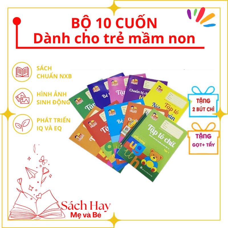 Product Introduction of Sách - Bộ 10 Quyển hành trang cho bé vào lớp 1 tập tô tập viết chữ, số - 10 quyển kèm bút chì và tẩy. đệm tay 20