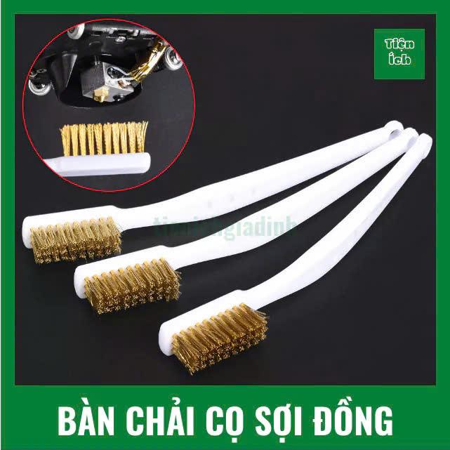 Bàn Chải Sợi Đồng Cán Nhựa Nhỏ Chà Cọ Bề Mặt Kim Loại Vệ Sinh Máy Móc Bảng Mạch Điện Tử Sợ Đồng Và Sợi Inox