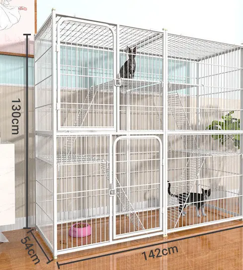 Sangkar Kucing Besar Murah 3 Tingkat 2 Level Cat Cage Big Size Large Platform Cat House Cat Villa White for Many Cats