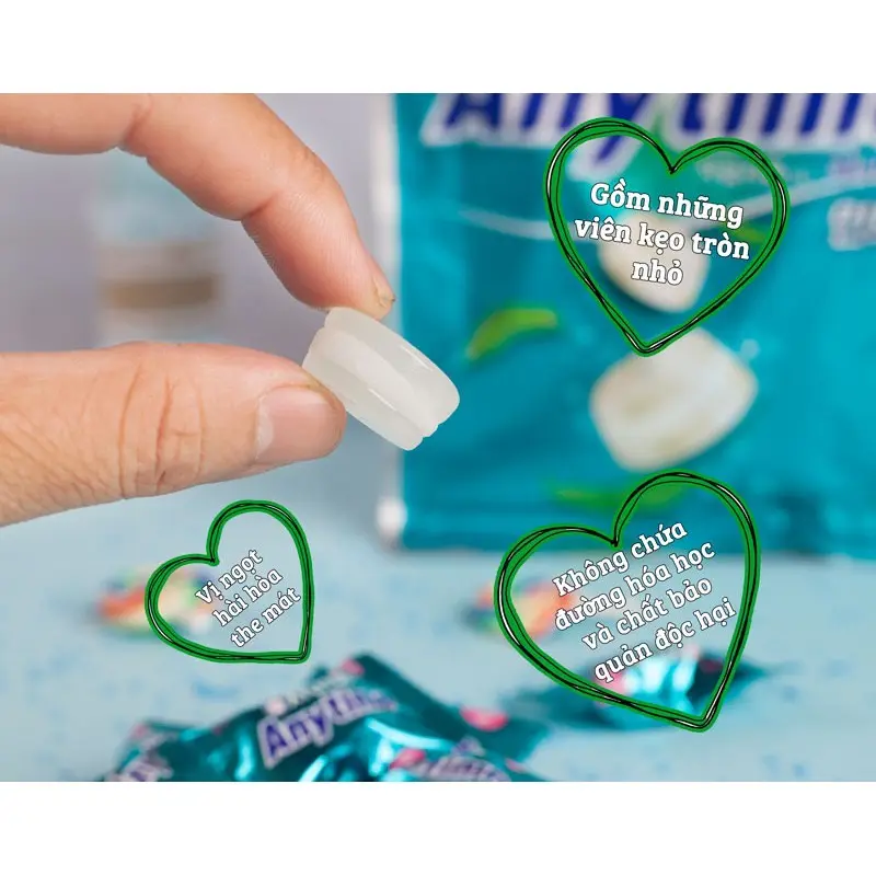 1 viên kẹo không đường xylitol bạc hà Lotte Anytime 60gr( Sugar free), đồ ăn vặt ăn kiêng ngon rẻ. 1