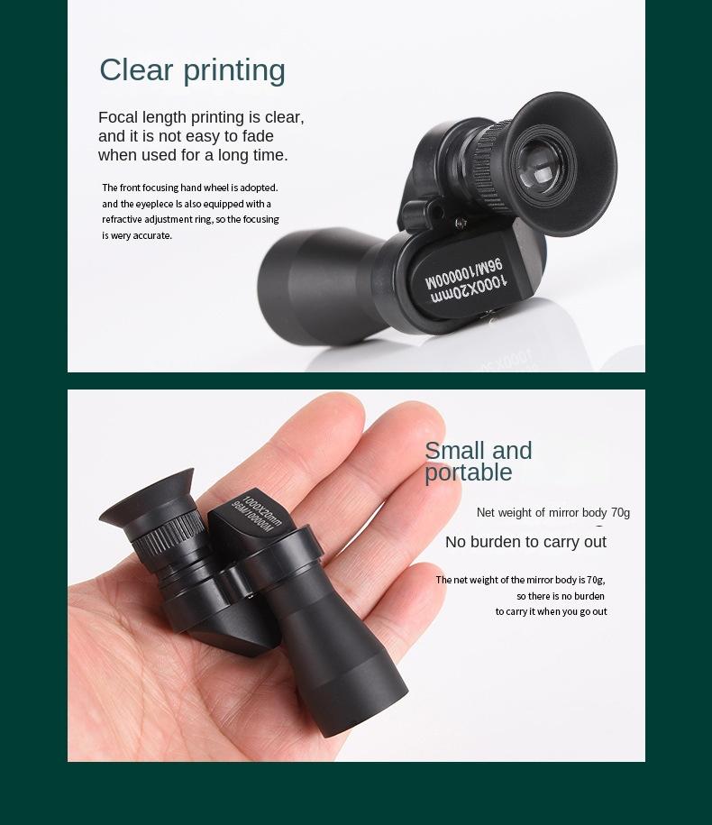 Product Introduction of Portable HD Mini Pocket Monocular Telescope High Magnification Zoom Outdoor Fishing Telescope for Hunting Camping Mountaineering 31
