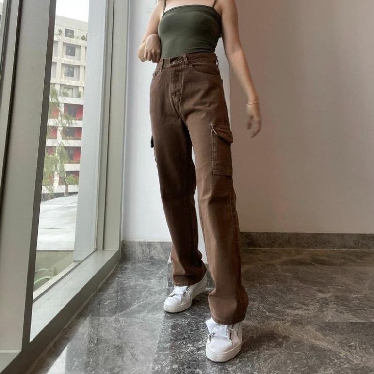 Highwaist Jeans Cargo Loose Hangover Vol.2 - Celana Cargo Jeans Premium Tebal Kekinian Wanita Panjang Cewek Denim 7