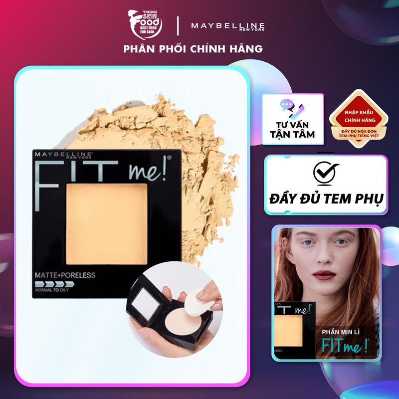 Phấn Phủ Dạng Nén Maybelline Fit Me Matte Poreless Powder 8.5g Hộp Vuông
