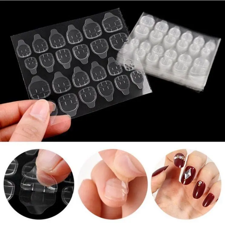 5SET ISI 24PC LEM KUKU FAKE NAILS Art Nail Glue LEM TEMPEL Stiker Silicone Tape Kuku Palsu 2