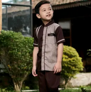 EL-FATH Setelan Koko Anak Al Ghifari By EL-FATH Koko Lengan Pendek Baju Celana Bahan Toyobo & Madinah Ukuran S-XXL Cocok untuk Anak 1-10 Tahun