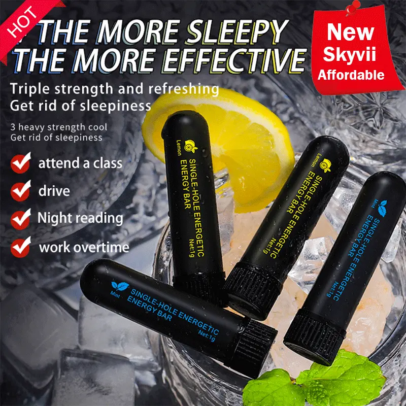 [COD&HOT Sale] 4/2/1Pcs Skyvii Single-hole Refreshing Awakening Stick Nasal Inhaler Type Cool for Sleepy In Class Driving Nose Anti-Sleepy Artifact Mint/Lemon Oral