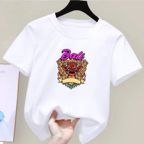 Kaos Anak BARONG Bali Unisex Usia 2-12Th Baju Lengan Pendek Atasan Oblong DTF COD Cewek Katun 0