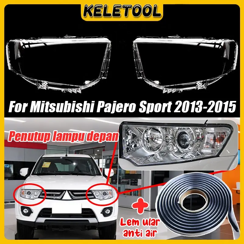 Mika Head Lamp  Mitsubishi  Pajero Montero Sport  2008 2009 2010 2012 2008-2015/2008 2009 2010 2011 2012-2015 Barang Baru Kualitas LP  Sepasang Penutup Lensa Lampu Depan + Lem Mika Lampu Pajero Sport