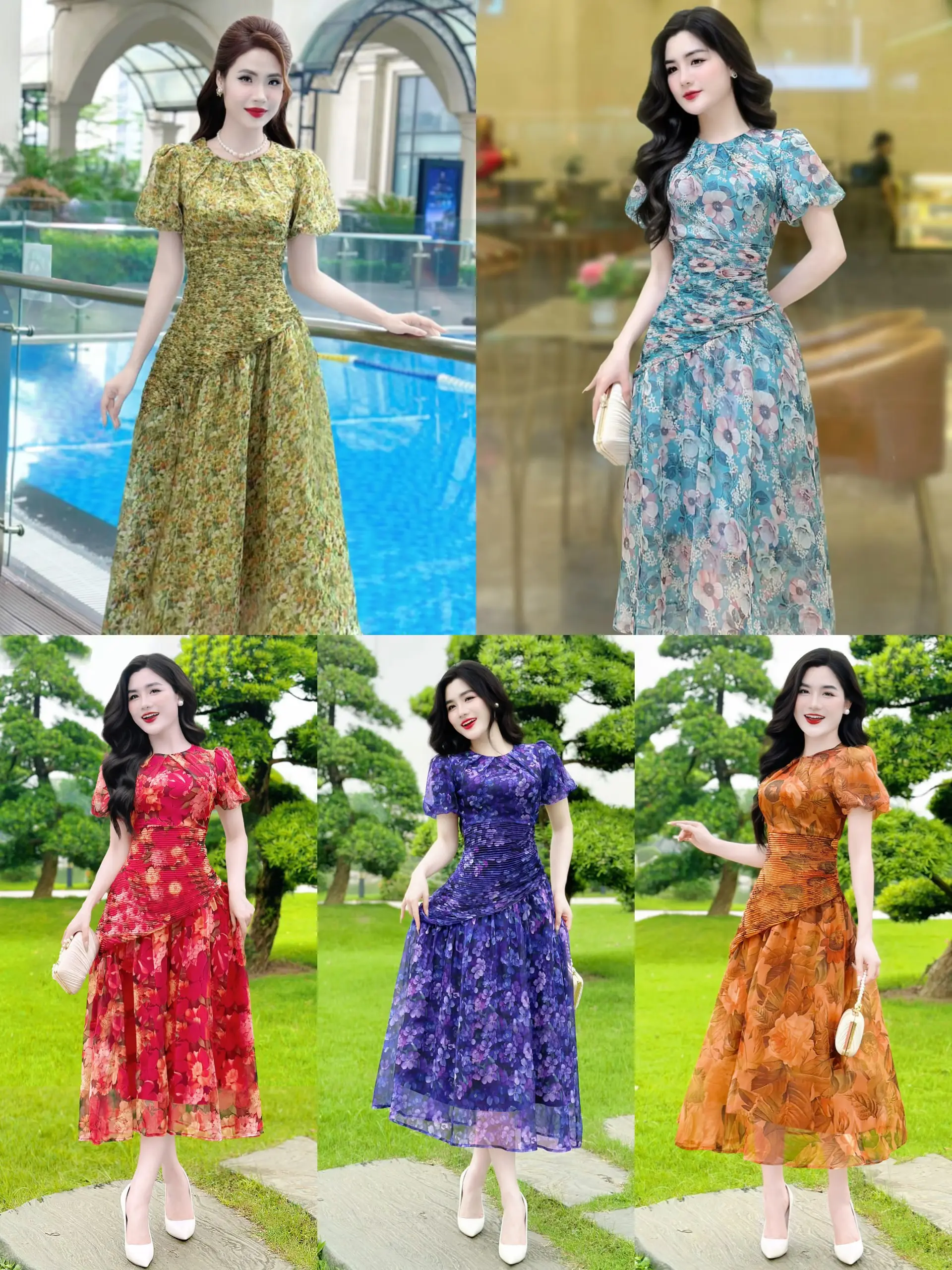 [MIỄN SHIP] BST MDU2393 Váy Tơ Hàn - Dáng Váy Xòe Họa Tiết Hoa Bắt Mắt Dành Cho Nữ Women Dress