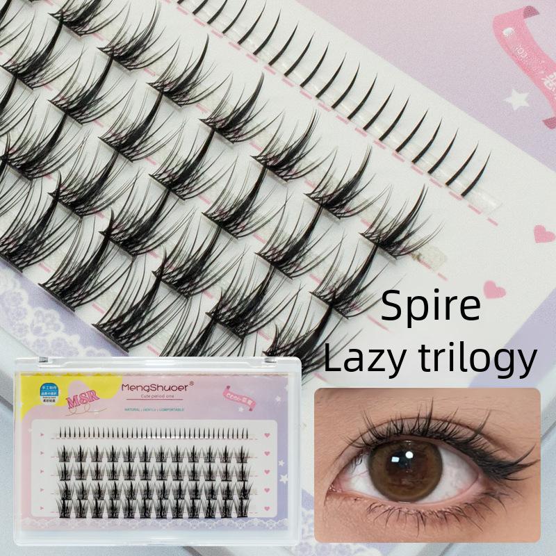 Mengshu'er Tower Tip Wheat Little Devil False Eyelashes Female Eyelash Trilogy Natural Devil Cartoon Eyelashes Hard Stem it cosmetics 1